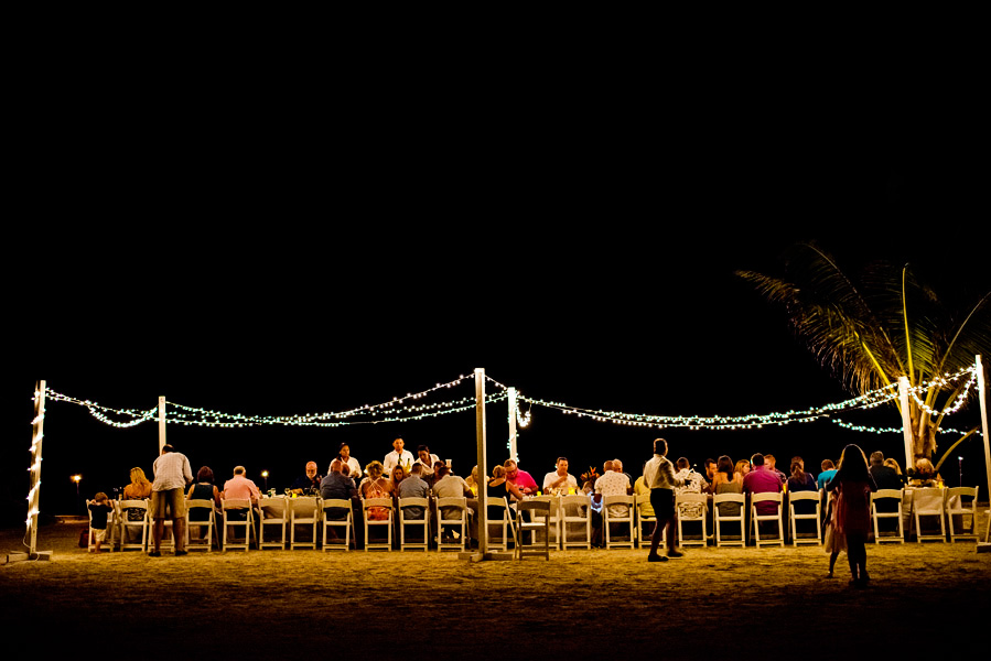 Sunset wedding rehearsal dinner, Grand Caribe Belize. Photo by Leonardo Melendez.